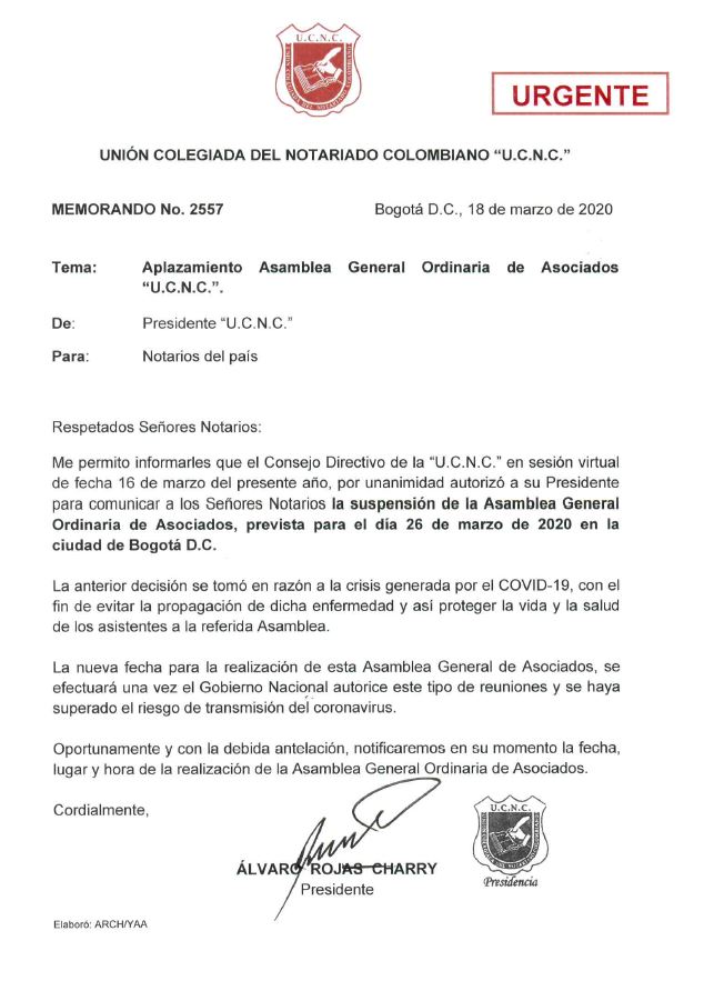      Colegio de Notarios-UCNC-Notario 37-Unión Colegiada del Notariado Colombiano -"U.C.N.C." -Presidente Notariado Colombiano- Notario-Notarías