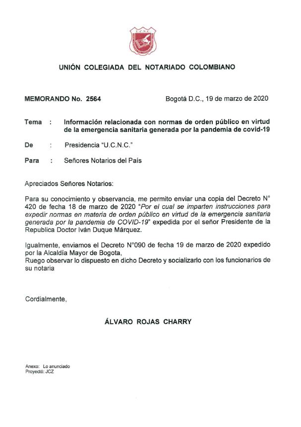 Colegio de Notarios-UCNC-Notario 37-Unión Colegiada del Notariado Colombiano -"U.C.N.C." -Presidente Notariado Colombiano- Notario-Notarías