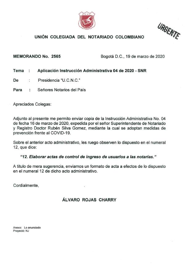 Colegio de Notarios-UCNC-Notario 37-Unión Colegiada del Notariado Colombiano -"U.C.N.C." -Presidente Notariado Colombiano- Notario-Notarías