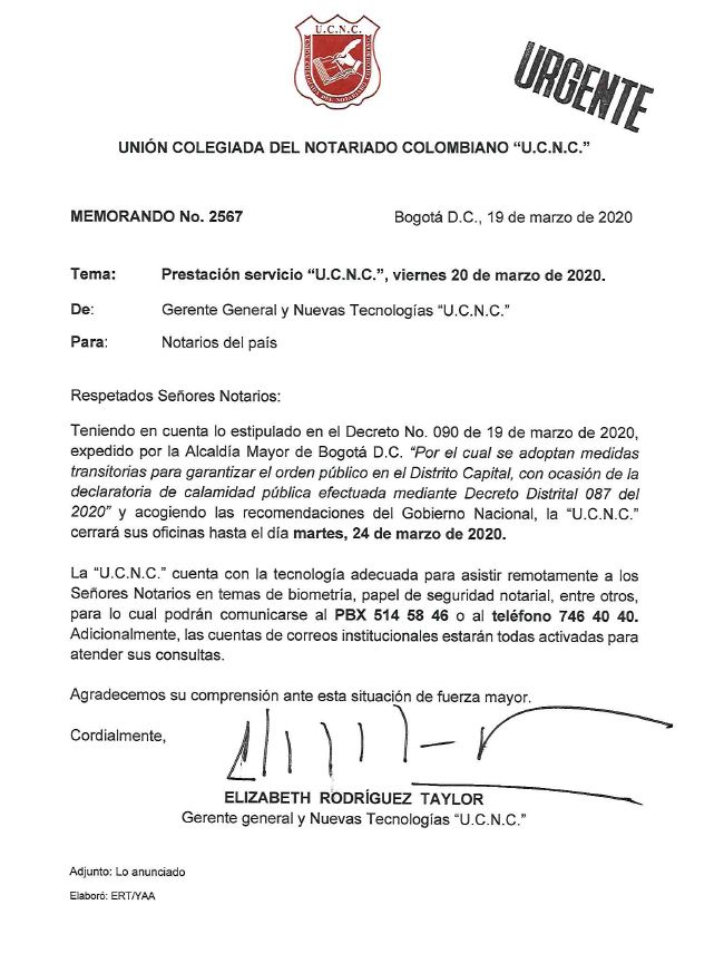 Colegio de Notarios-UCNC-Notario 37-Unión Colegiada del Notariado Colombiano -"U.C.N.C." -Presidente Notariado Colombiano- Notario-Notarías
