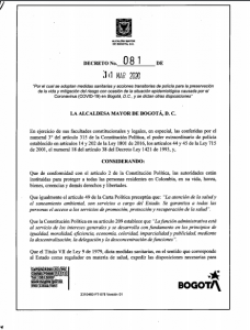 - Adopción de medidas sanitarias y acciones transitorias de policía