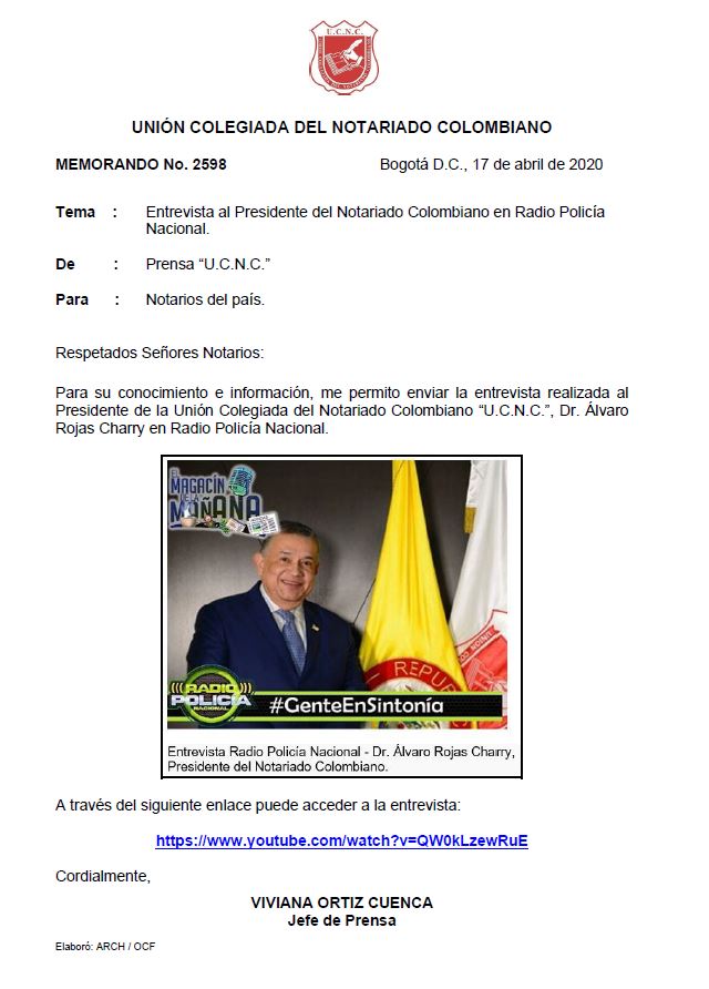 Colegio de Notarios-UCNC-Notario 37-Unión Colegiada del Notariado Colombiano -"U.C.N.C." -Presidente Notariado Colombiano- Notario-Notarías