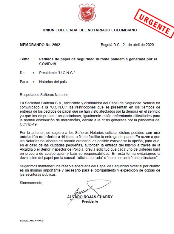 Colegio de Notarios-UCNC-Notario 37-Unión Colegiada del Notariado Colombiano -"U.C.N.C." -Presidente Notariado Colombiano- Notario-Notarías