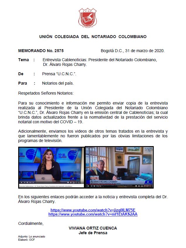      Colegio de Notarios-UCNC-Notario 37-Unión Colegiada del Notariado Colombiano -"U.C.N.C." -Presidente Notariado Colombiano- Notario-Notarías