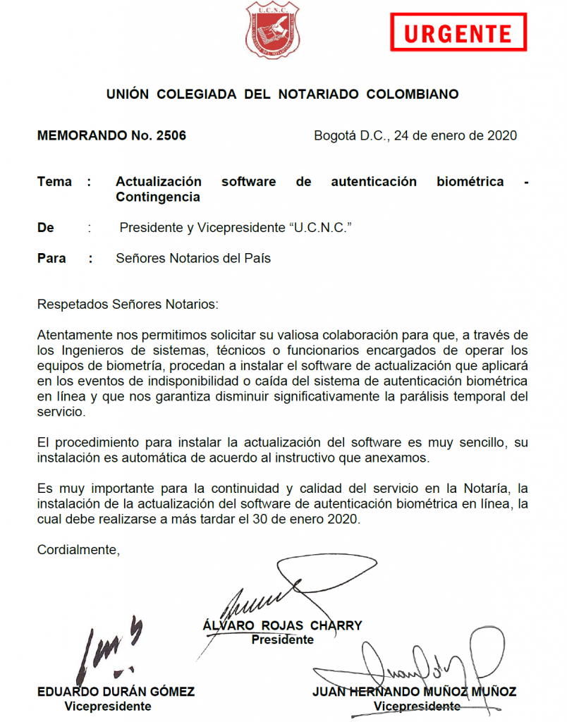 UNIÓN COLEGIADA DEL NOTARIADO COLOMBIANO, ÁLVARO ROJAS, NOTARIO, NOTARÍA, NOTARIADO, UCNC