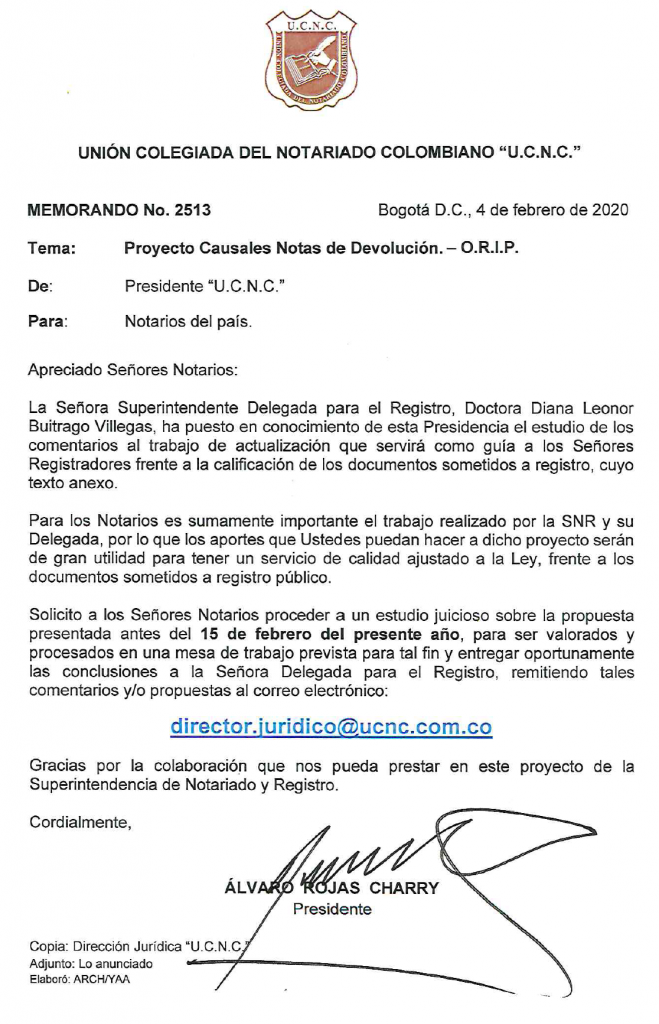 UNIÓN COLEGIADA DEL NOTARIADO COLOMBIANO, ÁLVARO ROJAS, NOTARIO, NOTARÍA, NOTARIADO, UCNC