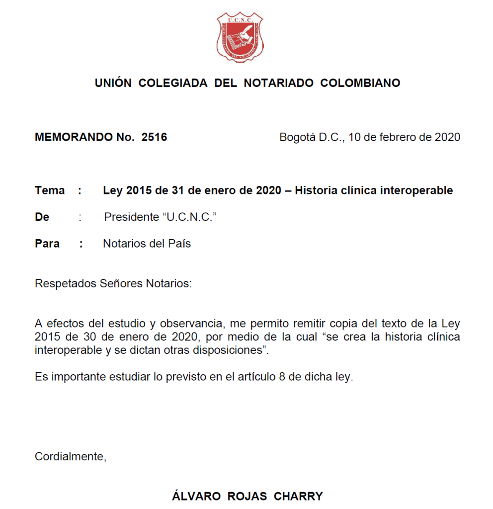 UNIÓN COLEGIADA DEL NOTARIADO COLOMBIANO, ÁLVARO ROJAS, NOTARIO, NOTARÍA, NOTARIADO, UCNC