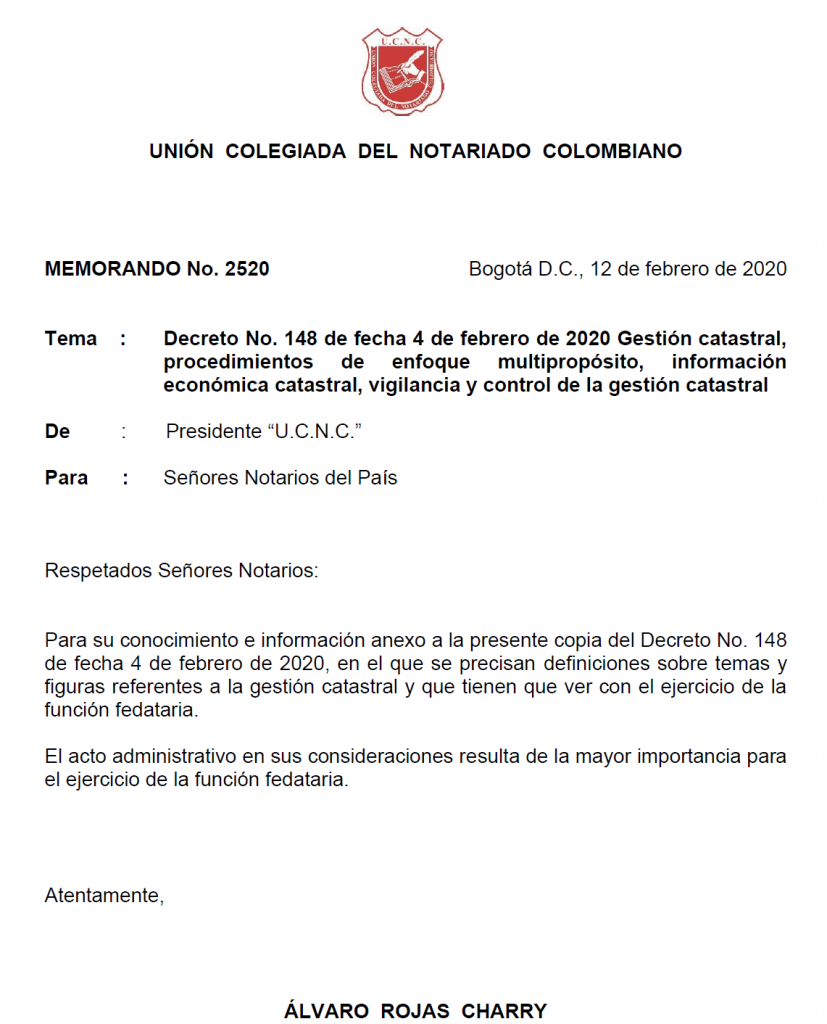 UNIÓN COLEGIADA DEL NOTARIADO COLOMBIANO, ÁLVARO ROJAS, NOTARIO, NOTARÍA, NOTARIADO, UCNC