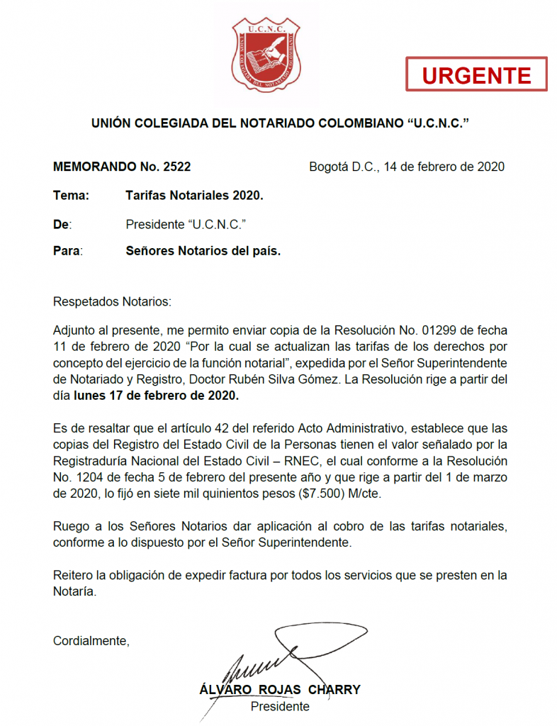 UNIÓN COLEGIADA DEL NOTARIADO COLOMBIANO, ÁLVARO ROJAS, NOTARIO, NOTARÍA, NOTARIADO, UCNC