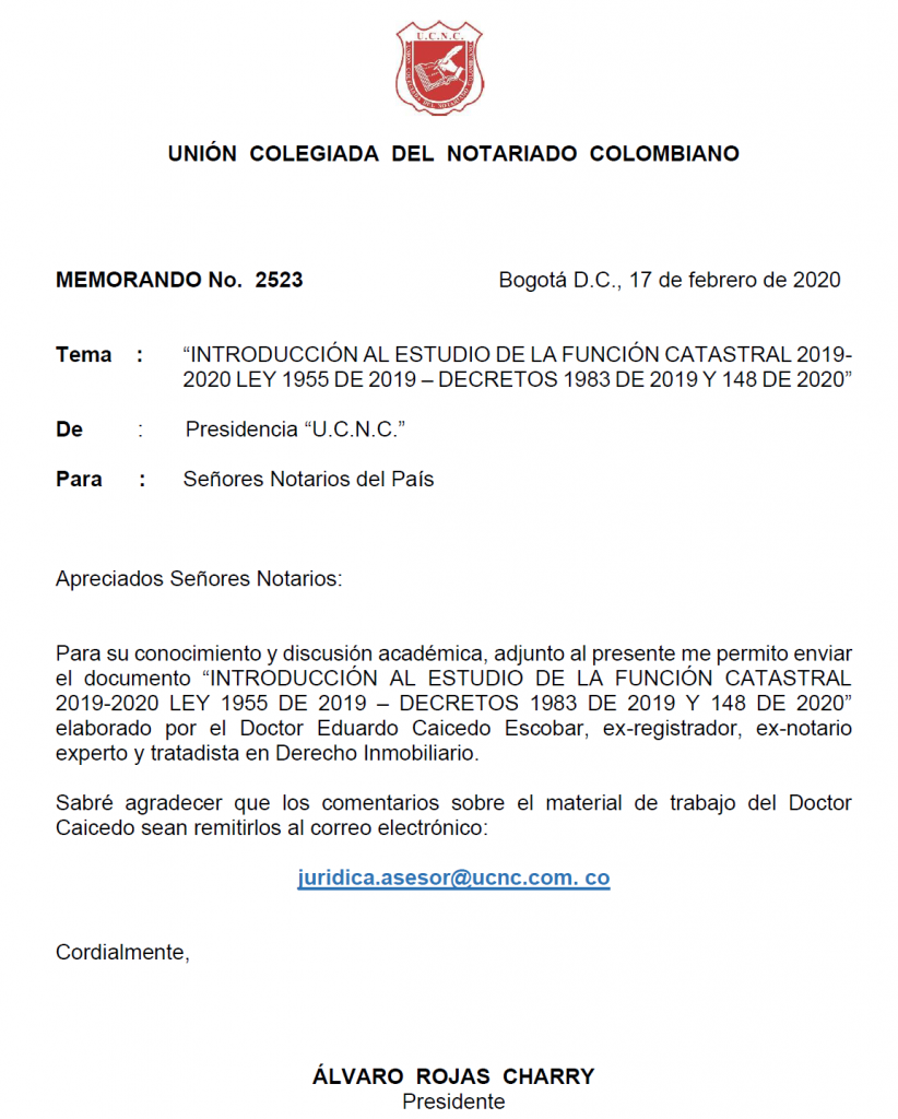UNIÓN COLEGIADA DEL NOTARIADO COLOMBIANO, ÁLVARO ROJAS, NOTARIO, NOTARÍA, NOTARIADO, UCNC