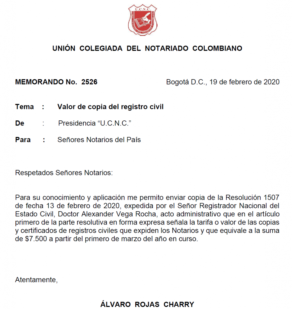 UNIÓN COLEGIADA DEL NOTARIADO COLOMBIANO, ÁLVARO ROJAS, NOTARIO, NOTARÍA, NOTARIADO, UCNC