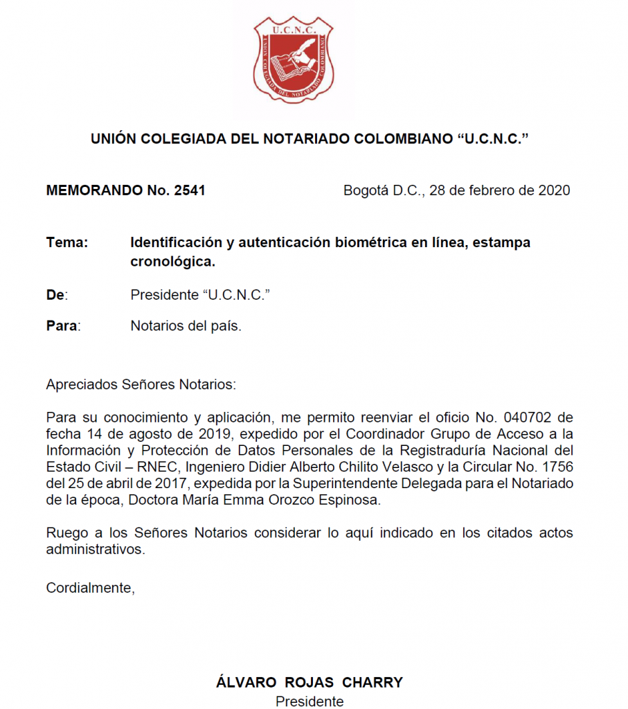 UNIÓN COLEGIADA DEL NOTARIADO COLOMBIANO, ÁLVARO ROJAS, NOTARIO, NOTARÍA, NOTARIADO, UCNC
