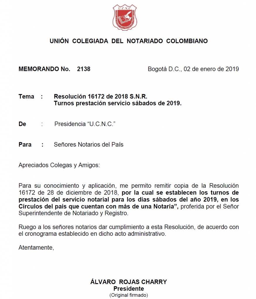 UNIÓN COLEGIADA DEL NOTARIADO COLOMBIANO, ÁLVARO ROJAS, NOTARIO, NOTARÍA, NOTARIADO, UCNC