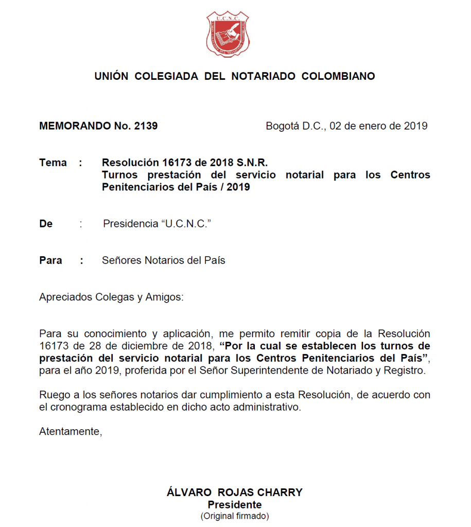 UNIÓN COLEGIADA DEL NOTARIADO COLOMBIANO, ÁLVARO ROJAS, NOTARIO, NOTARÍA, NOTARIADO, UCNC