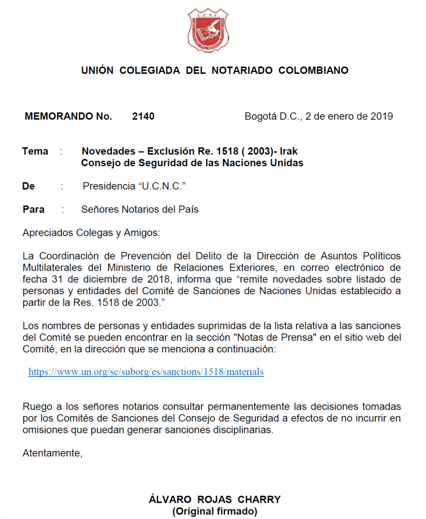 UNIÓN COLEGIADA DEL NOTARIADO COLOMBIANO, ÁLVARO ROJAS, NOTARIO, NOTARÍA, NOTARIADO, UCNC