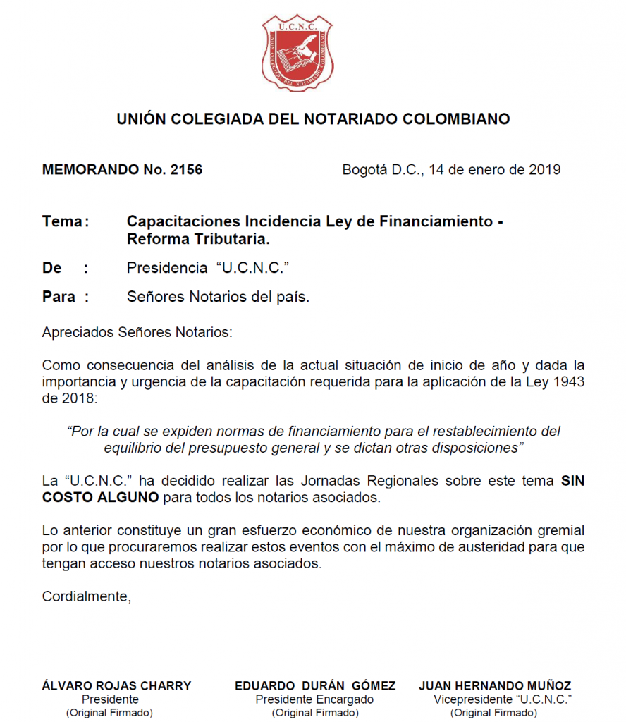 UNIÓN COLEGIADA DEL NOTARIADO COLOMBIANO, ÁLVARO ROJAS, NOTARIO, NOTARÍA, NOTARIADO, UCNC
