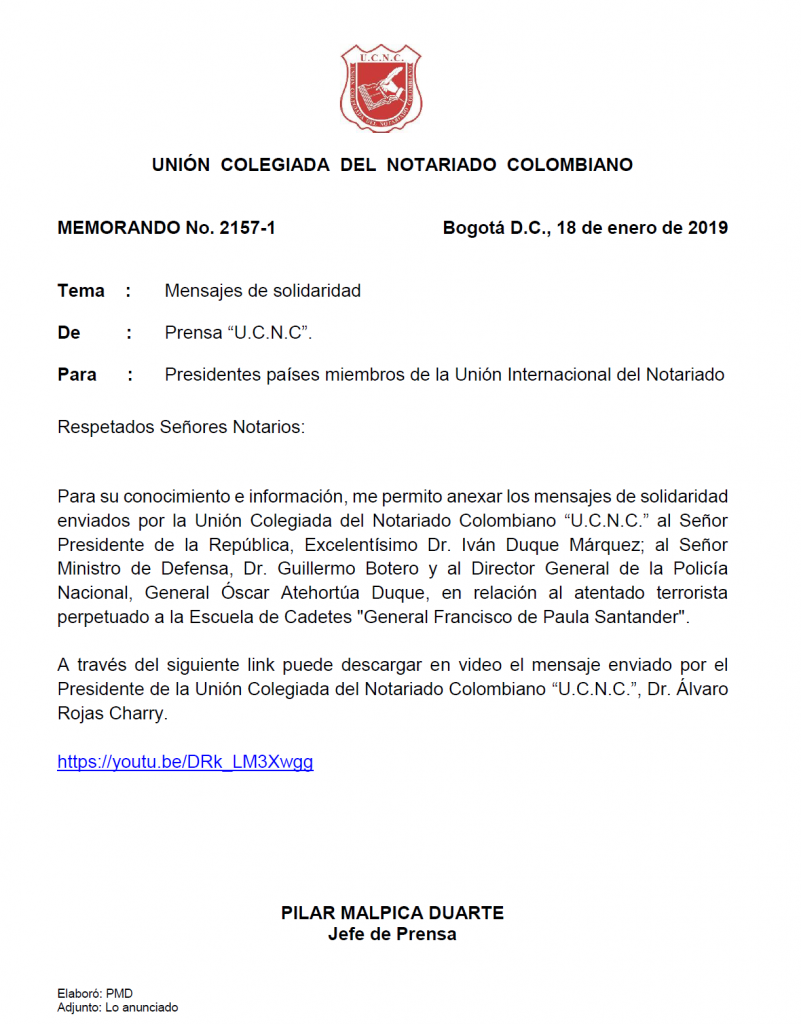 UNIÓN COLEGIADA DEL NOTARIADO COLOMBIANO, ÁLVARO ROJAS, NOTARIO, NOTARÍA, NOTARIADO, UCNC