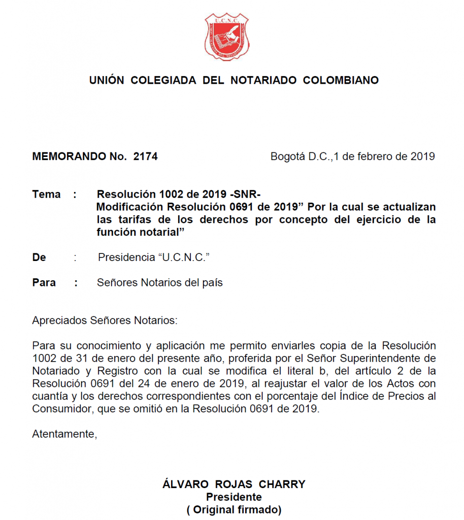 UNIÓN COLEGIADA DEL NOTARIADO COLOMBIANO, ÁLVARO ROJAS, NOTARIO, NOTARÍA, NOTARIADO, UCNC