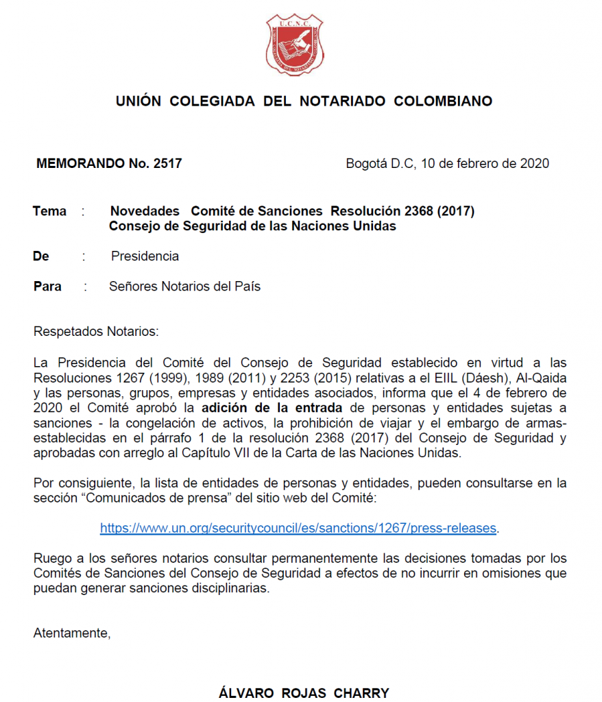 UNIÓN COLEGIADA DEL NOTARIADO COLOMBIANO, ÁLVARO ROJAS, NOTARIO, NOTARÍA, NOTARIADO, UCNC